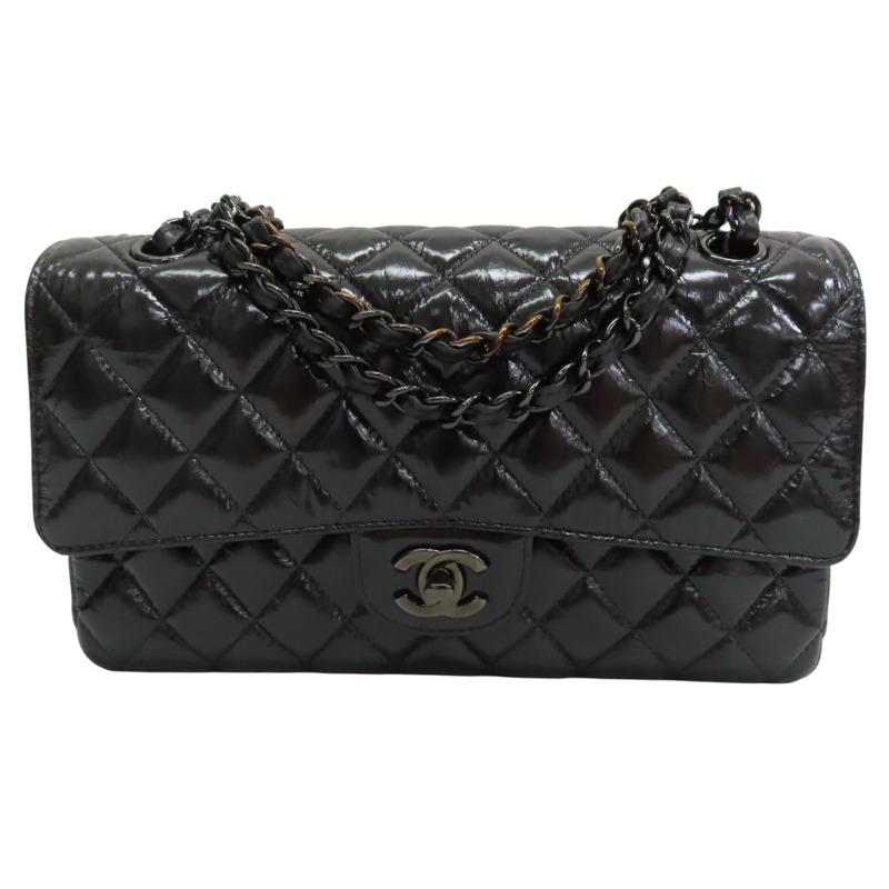 黑色 臘光牛皮 COCO25 鏈帶肩背包【CHANEL 香奈兒】 A01112-0