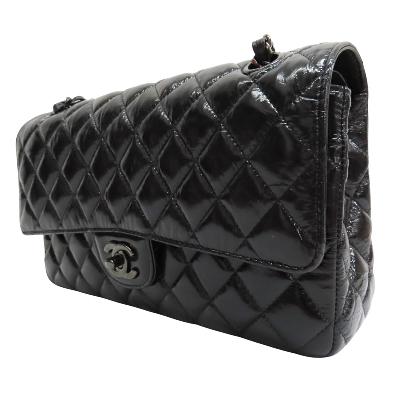 黑色 臘光牛皮 COCO25 鏈帶肩背包【CHANEL 香奈兒】 A01112-2