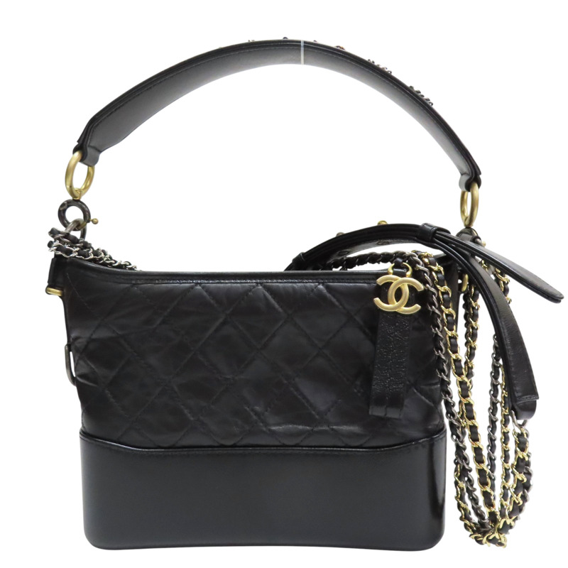 黑色 牛皮 Gabrielle Hobo 流浪包 鏈帶肩背包【CHANEL 香奈兒】 AS1582-0