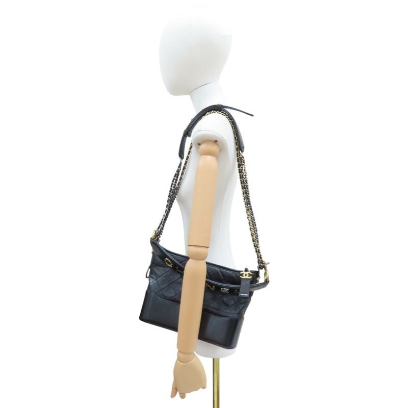 黑色 牛皮 Gabrielle Hobo 流浪包 鏈帶肩背包【CHANEL 香奈兒】 AS1582-8