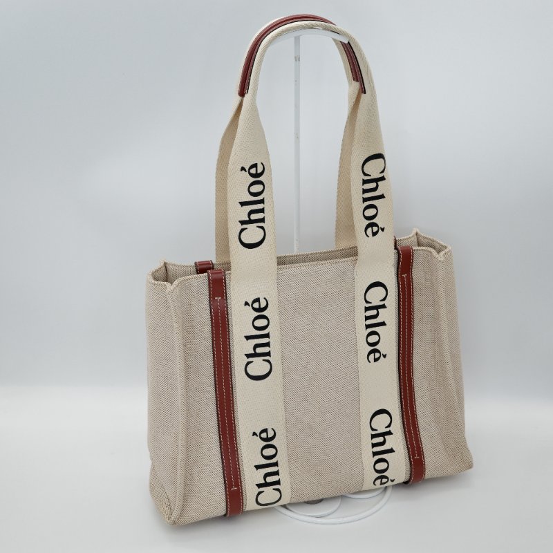 Chloe 蔻依 Woody Tote中款 焦糖色 咖色 帆布托特包-0