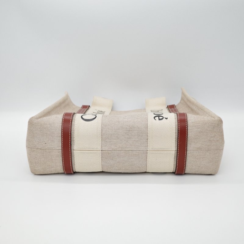 Chloe 蔻依 Woody Tote中款 焦糖色 咖色 帆布托特包-3