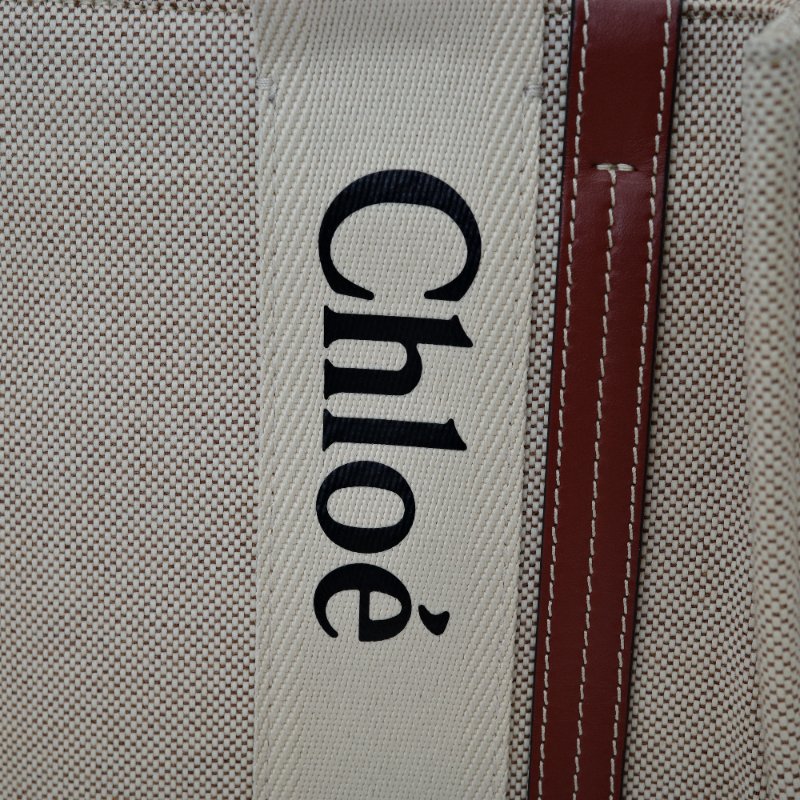 Chloe 蔻依 Woody Tote中款 焦糖色 咖色 帆布托特包-5