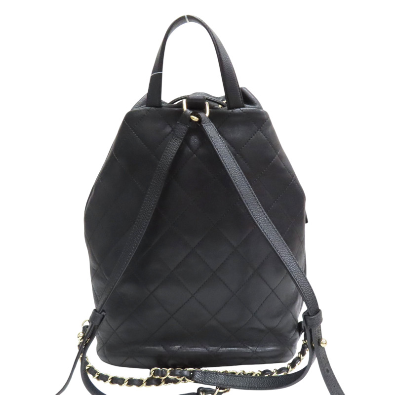黑色 牛皮 後背包 金釦【CHANEL 香奈兒】-1