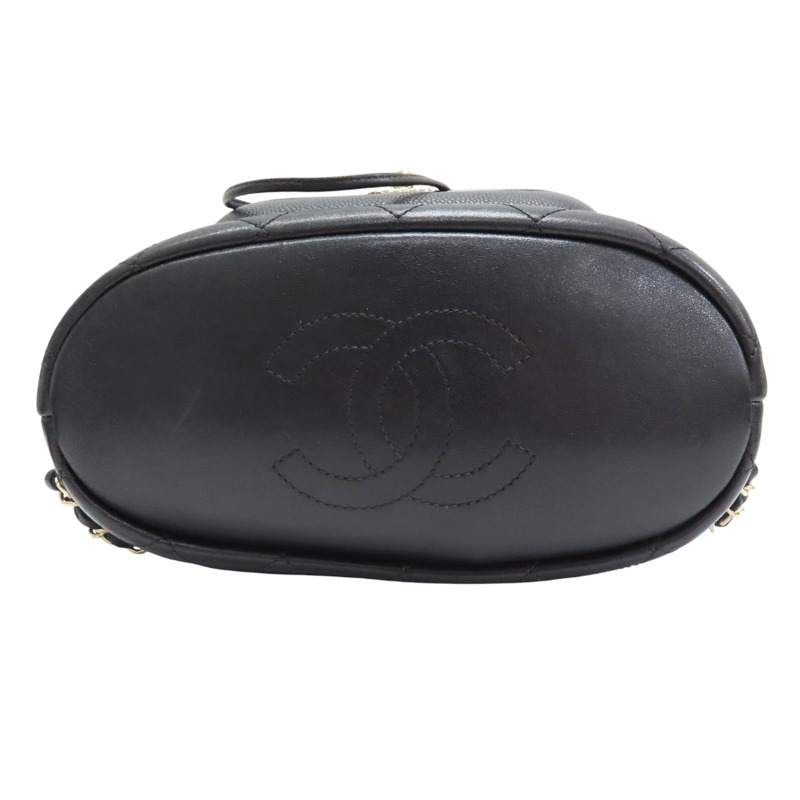 黑色 牛皮 後背包 金釦【CHANEL 香奈兒】-3