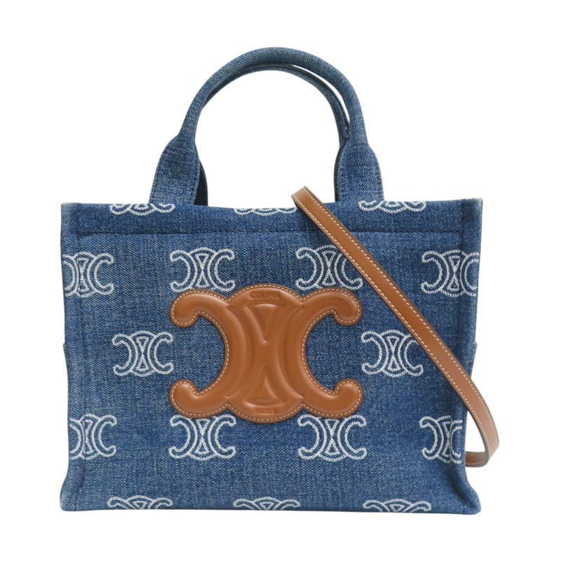 藍色 丹寧布 SMALL CABAS Thais 肩背包【CELINE 賽琳】 199162FED-0