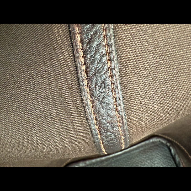 Hermes Garden Party 36 帆布拼皮 巧克力色 手提包-9