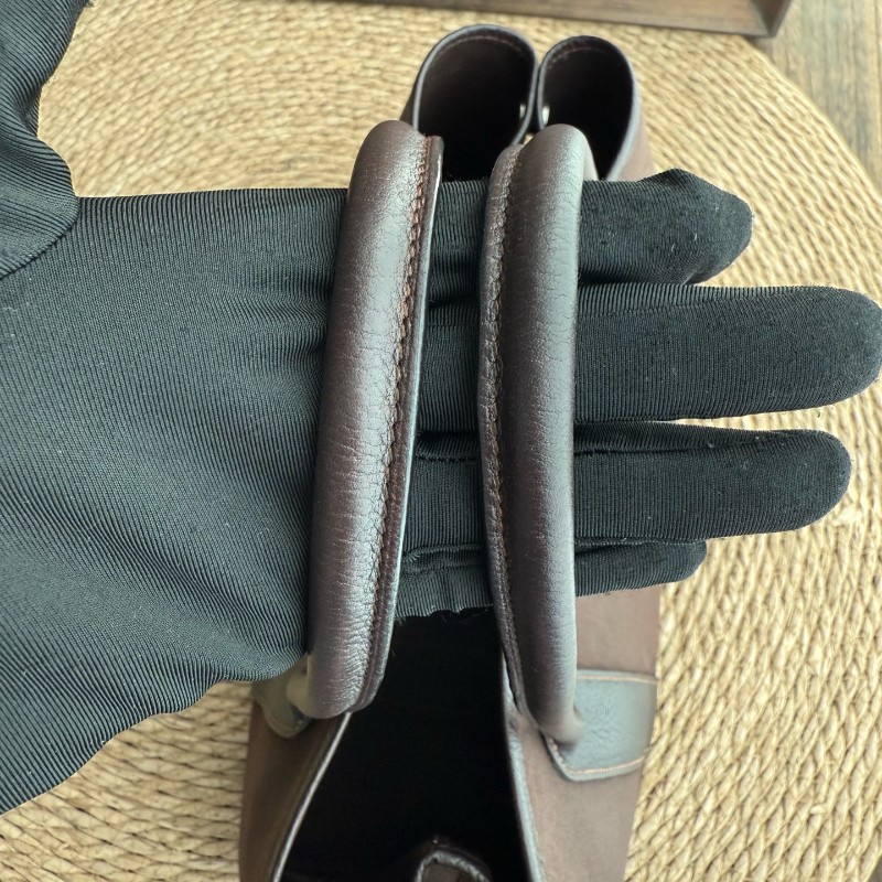 Hermes Garden Party 36 帆布拼皮 巧克力色 手提包-12