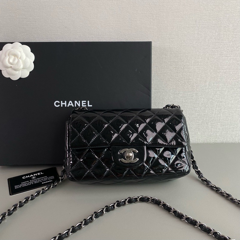 ✨Chanel 黑色漆皮大mini 有保卡🖤-1