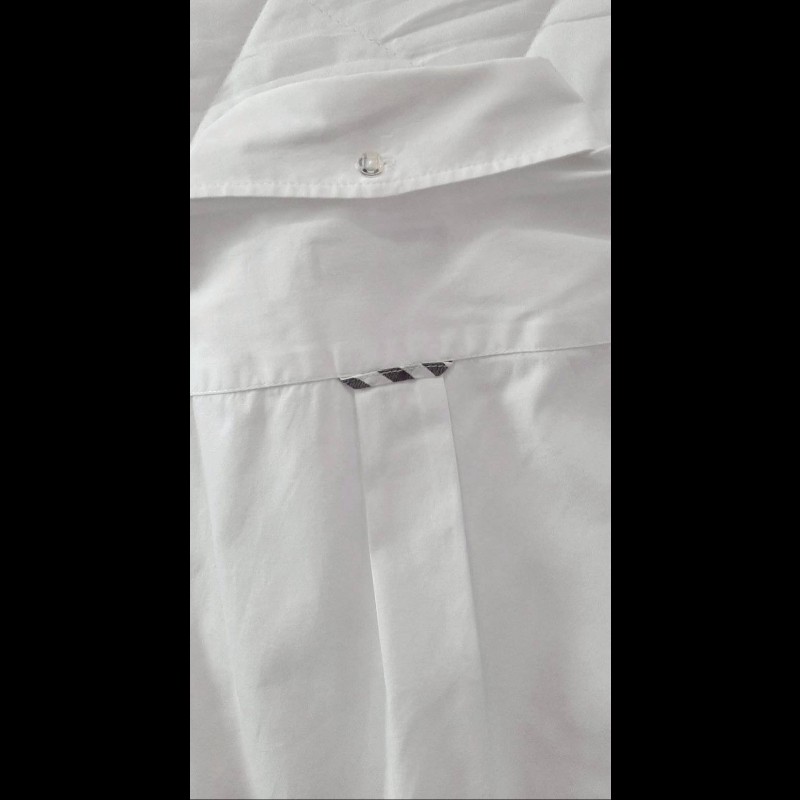 (日本製MIJ)絕版BURBERRY博柏利 LONDON BLUE LABEL 藍標 戰馬 男白色經典格紋捲袖襯衫L-3