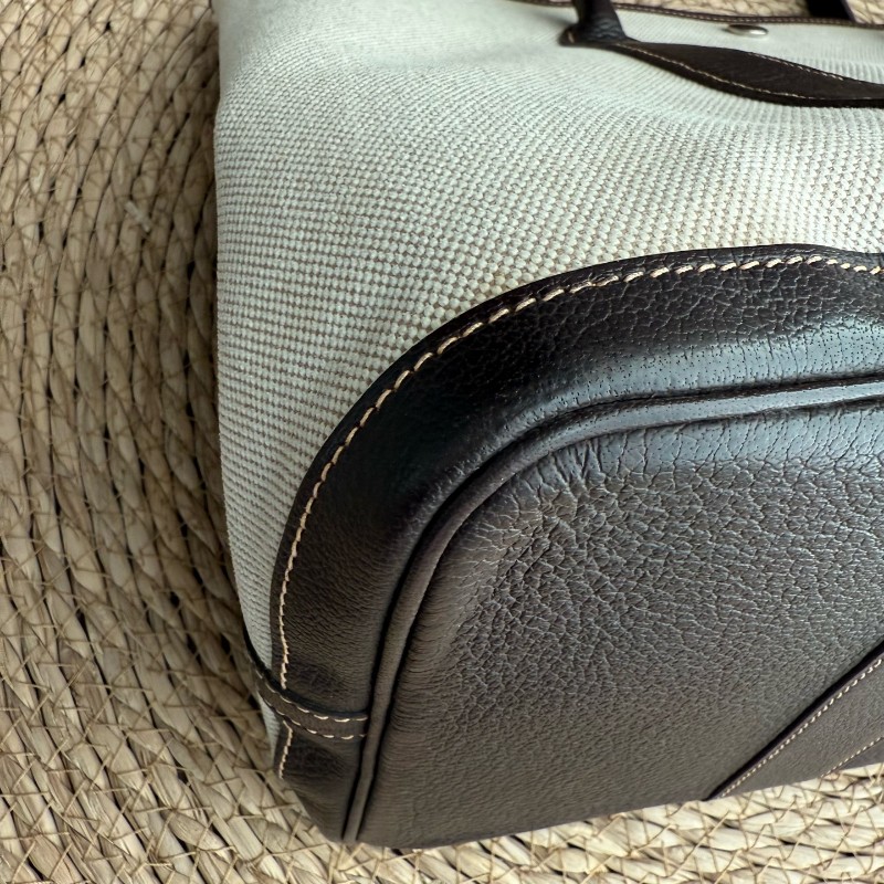 Hermes Garden Party GP36 帆布拼皮米棕色手提包-5