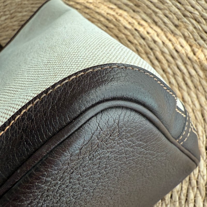 Hermes Garden Party GP36 帆布拼皮米棕色手提包-6