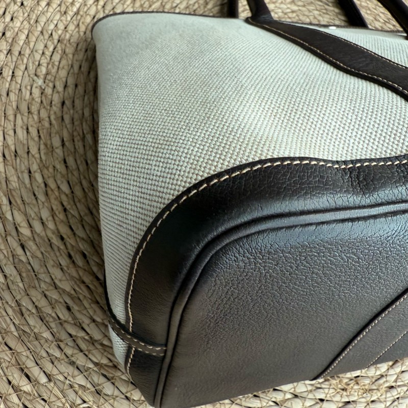 Hermes Garden Party GP36 帆布拼皮米棕色手提包-7