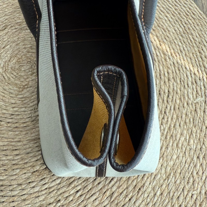 Hermes Garden Party GP36 帆布拼皮米棕色手提包-11
