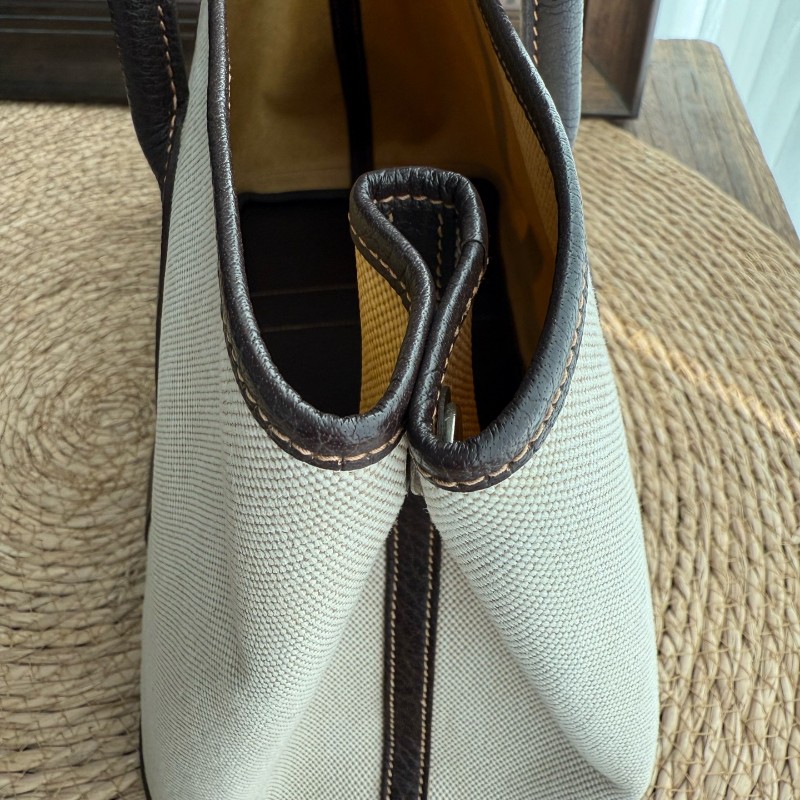 Hermes Garden Party GP36 帆布拼皮米棕色手提包-12