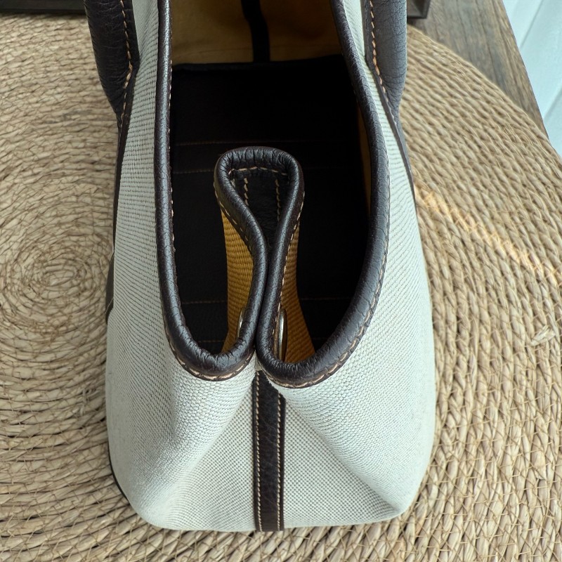 Hermes Garden Party GP36 帆布拼皮米棕色手提包-13