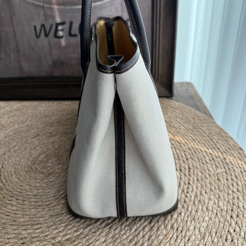 Hermes Garden Party GP36 帆布拼皮米棕色手提包-14