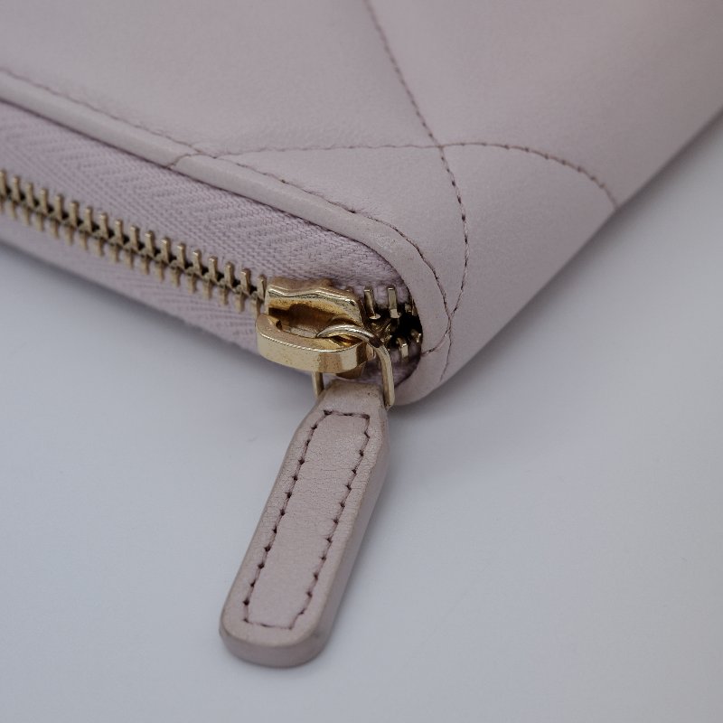 Chanel 香奈兒 19系列 粉色 小羊皮 長夾-7