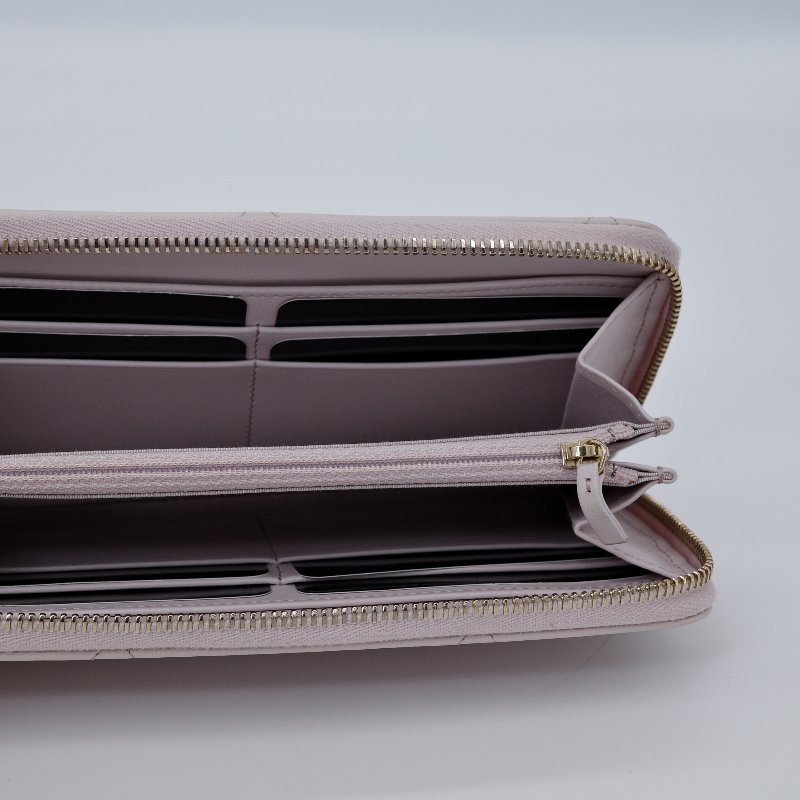 Chanel 香奈兒 19系列 粉色 小羊皮 長夾-10