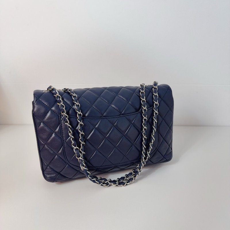 Chanel 香奈兒 深藍色羊皮風琴封蓋包-2