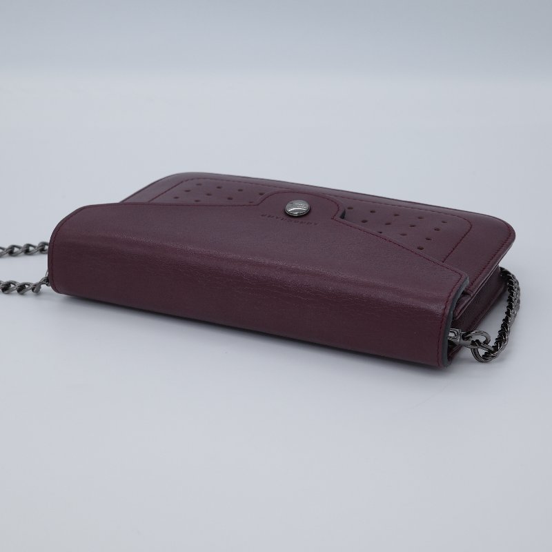 Longchamp 瓏驤 Mademoiselle 打孔翻蓋鍊帶 酒紅 牛皮 斜背包 肩背包-5