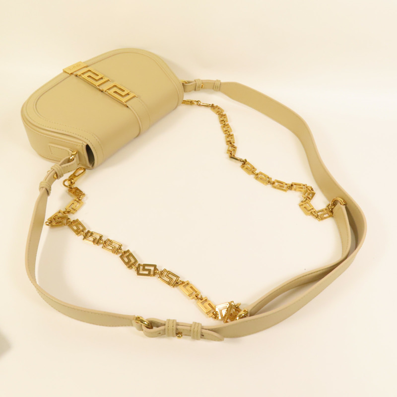 VERSACE 牛皮皮革Greca Goddness金扣肩背袋-5