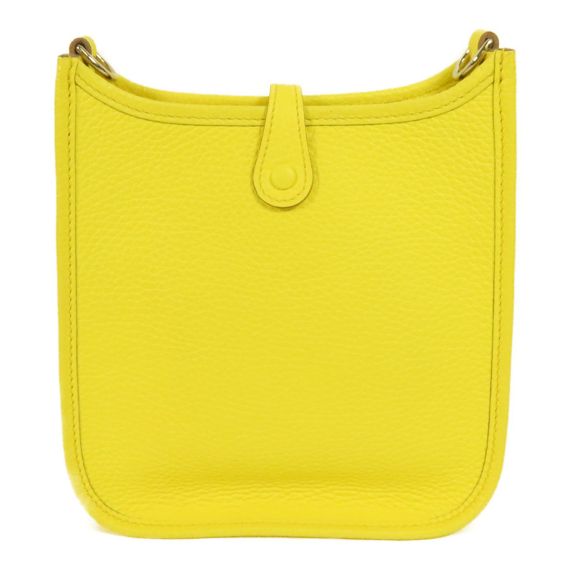 HERMES Clemence皮革Evelyne TPM銀扣肩背袋Limoncello-1