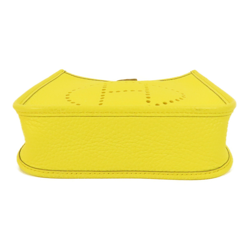 HERMES Clemence皮革Evelyne TPM銀扣肩背袋Limoncello-3