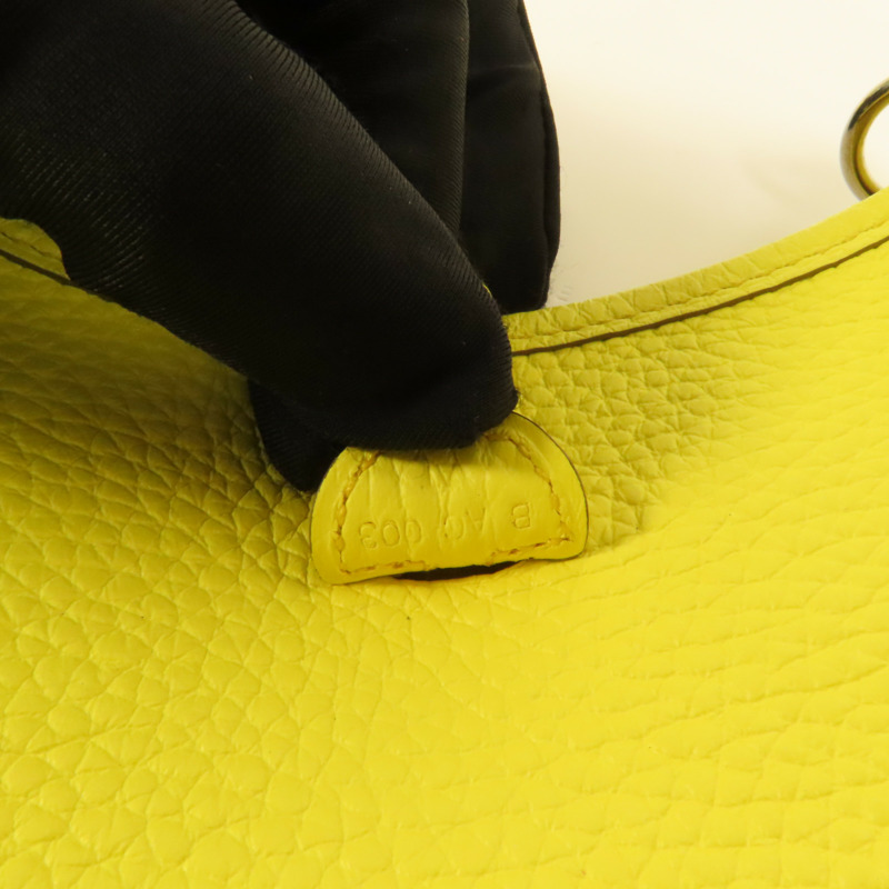 HERMES Clemence皮革Evelyne TPM銀扣肩背袋Limoncello-7