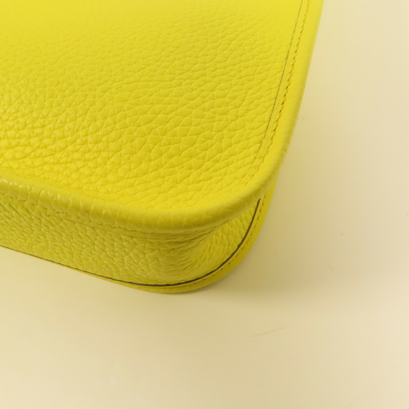 HERMES Clemence皮革Evelyne TPM銀扣肩背袋Limoncello-11