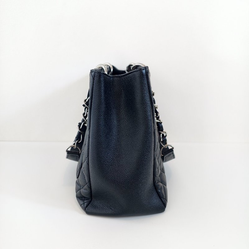 Chanel 香奈儿 gst 黑色荔枝牛皮菱格纹手提单肩包-2