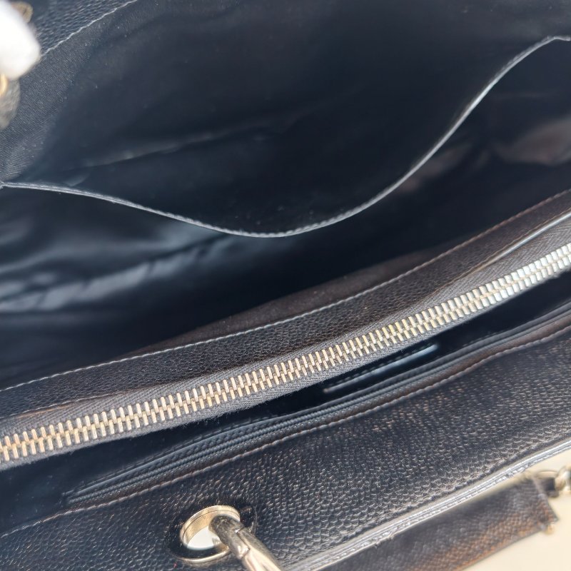 Chanel 香奈儿 gst 黑色荔枝牛皮菱格纹手提单肩包-3