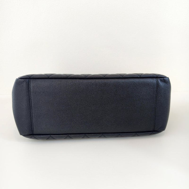 Chanel 香奈儿 gst 黑色荔枝牛皮菱格纹手提单肩包-6