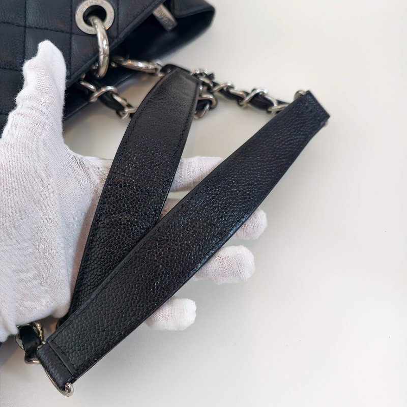 Chanel 香奈儿 gst 黑色荔枝牛皮菱格纹手提单肩包-7