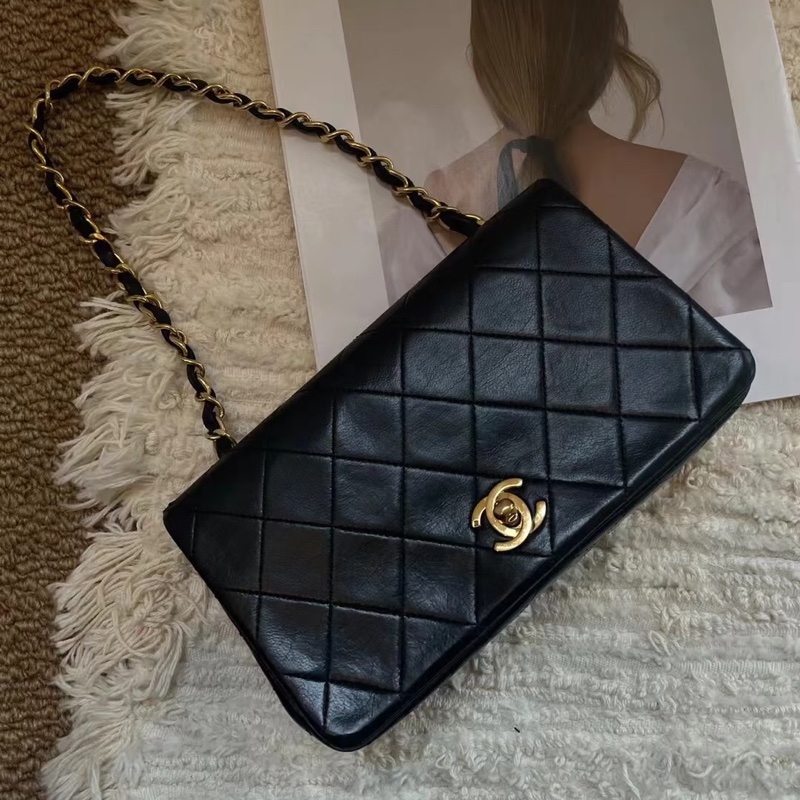 ✨Chanel vintage 中古 黑金羊皮 mini woc 有卡🖤-0