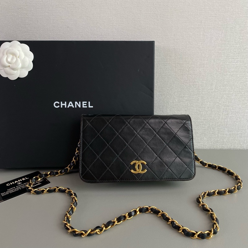 ✨Chanel vintage 中古 黑金羊皮 mini woc 有卡🖤-1