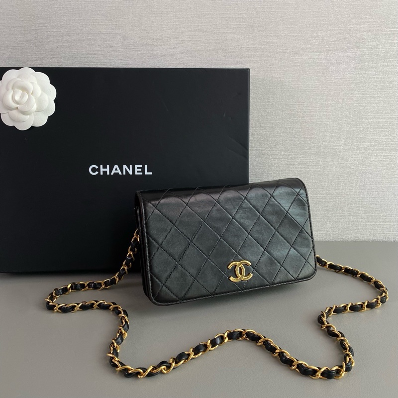 ✨Chanel vintage 中古 黑金羊皮 mini woc 有卡🖤-2