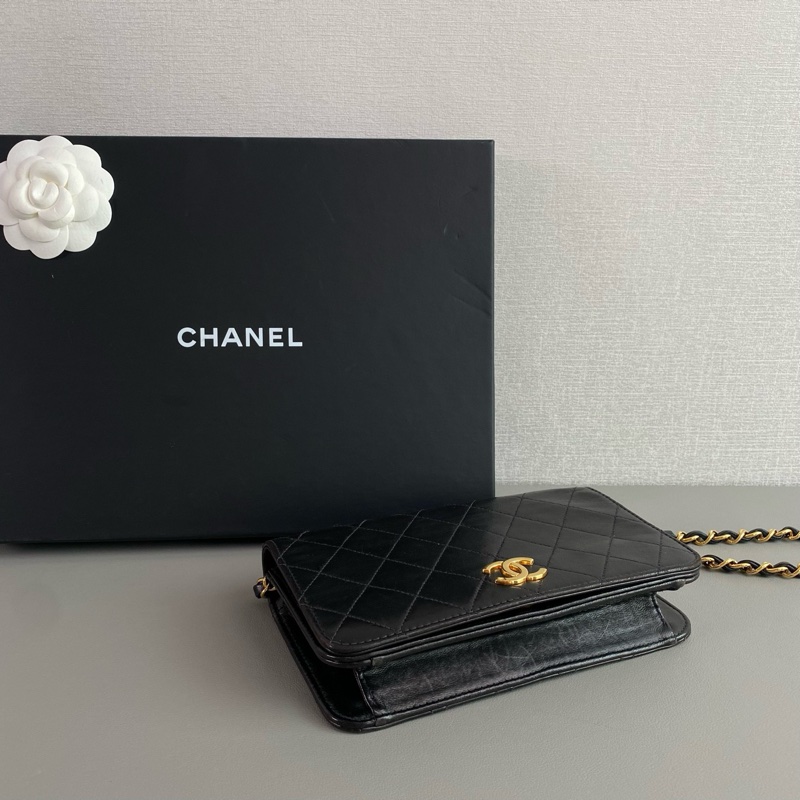 ✨Chanel vintage 中古 黑金羊皮 mini woc 有卡🖤-6
