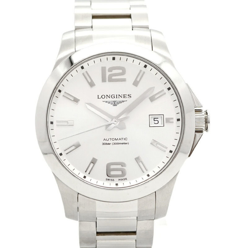 浪琴錶 Conquest L3.776.4.76.6 銀色錶盤男士腕錶-0