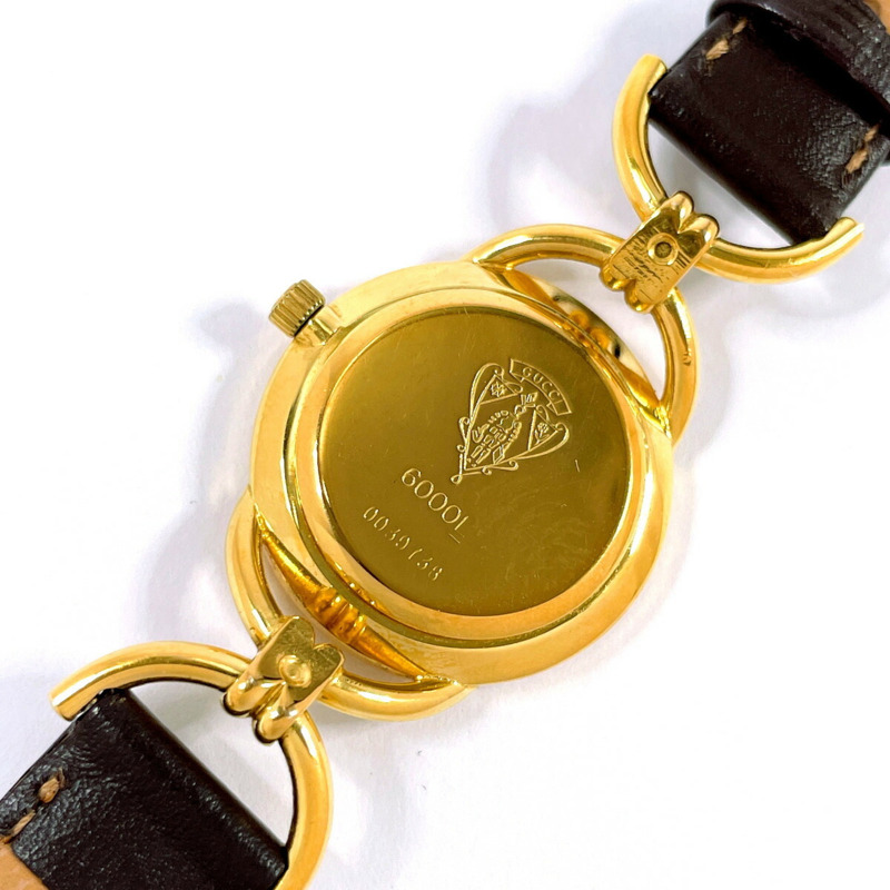 GUCCI Sherry Line 6700L 女士腕錶，鍍金/皮革錶帶，金色錶殼，石英機芯，綠紅雙色錶盤-6