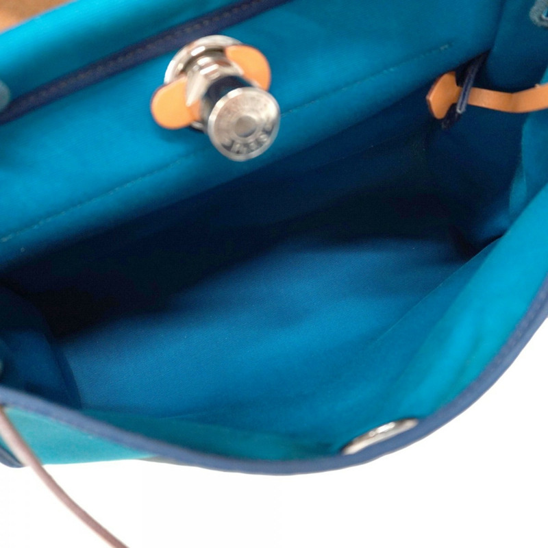 愛馬仕 Hermès Airbag Zip PM 手提包,Toile Officier 帆布,藍色,□Q 印章,女士兩用包-3