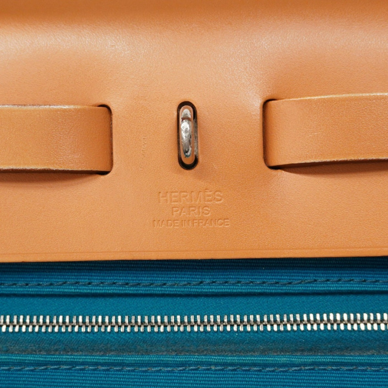 愛馬仕 Hermès Airbag Zip PM 手提包,Toile Officier 帆布,藍色,□Q 印章,女士兩用包-4