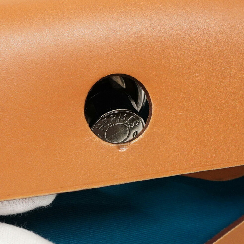 愛馬仕 Hermès Airbag Zip PM 手提包,Toile Officier 帆布,藍色,□Q 印章,女士兩用包-5