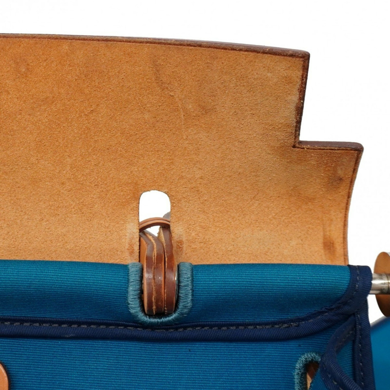 愛馬仕 Hermès Airbag Zip PM 手提包,Toile Officier 帆布,藍色,□Q 印章,女士兩用包-7