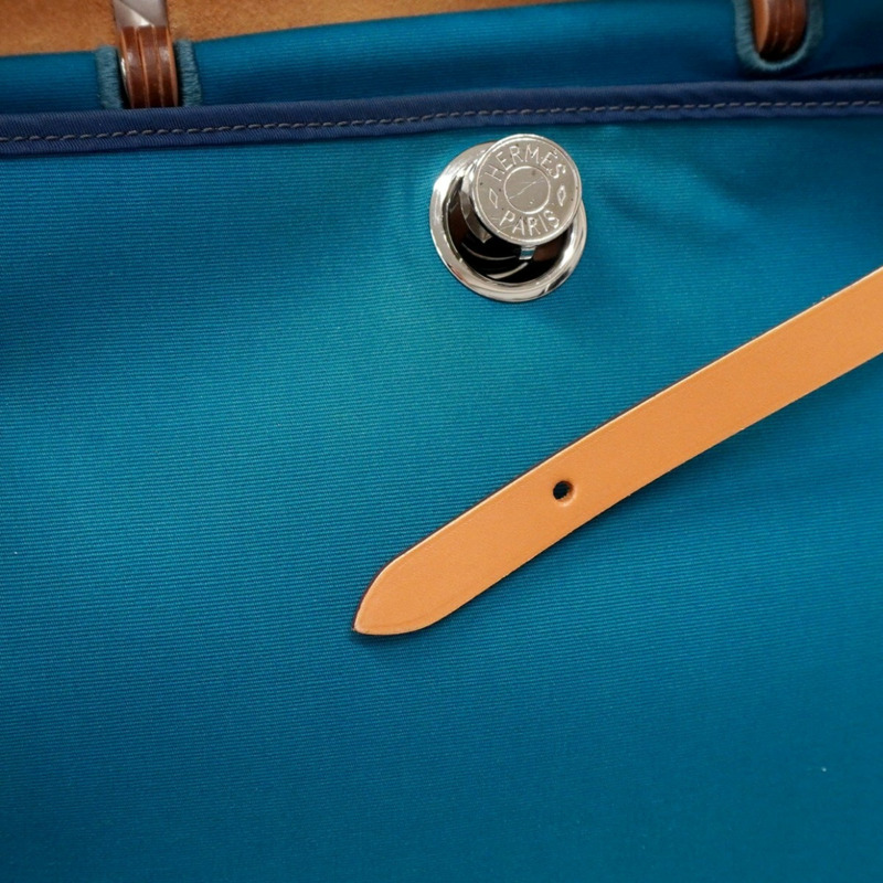 愛馬仕 Hermès Airbag Zip PM 手提包,Toile Officier 帆布,藍色,□Q 印章,女士兩用包-8