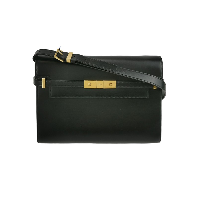 Saint Laurent Manhattan中號牛皮黑色肩背包-0