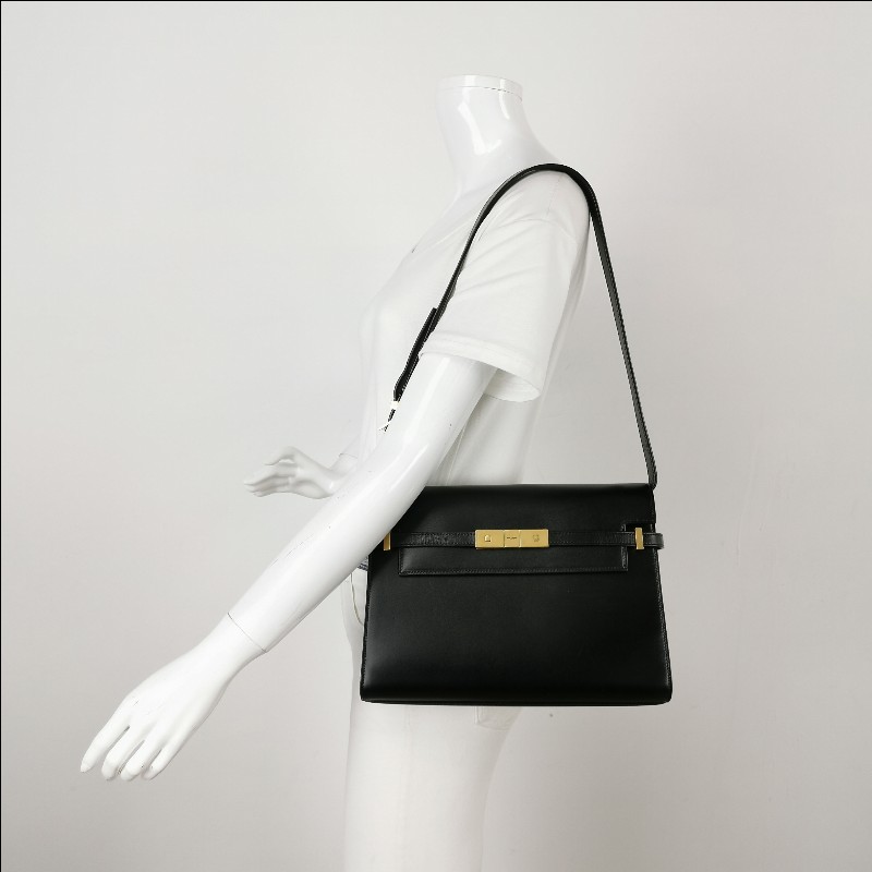 Saint Laurent Manhattan中號牛皮黑色肩背包-1