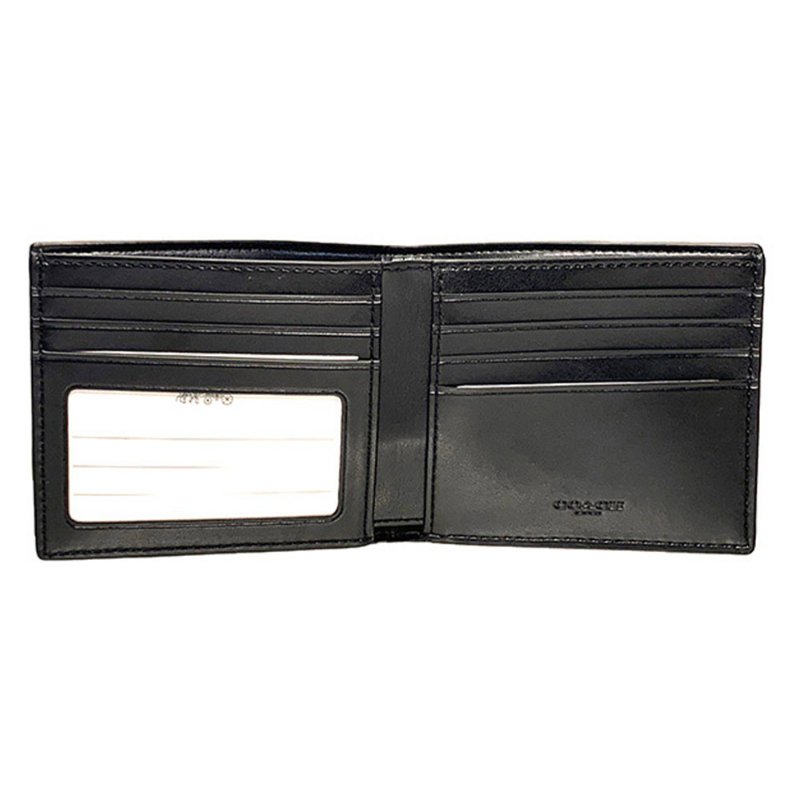 【COACH】滿版LOGO皮革六卡短夾-卡其色-3