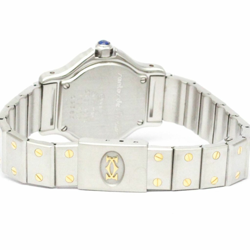 卡地亞 Santos 八角形 18K 金精鋼石英女錶 187903 拋光-4