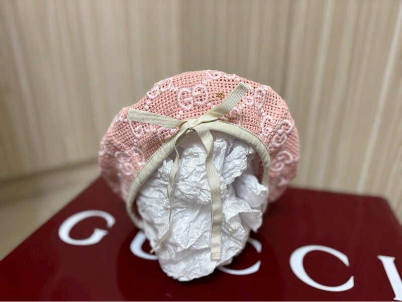 Gucci粉色編織貝蕾帽-4